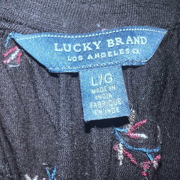 Lucky Brand black floral tank with v-neck. Worn 1x. Size L - Picture 7 of 8